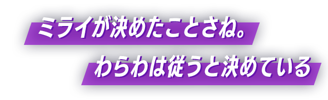 ミライが決めたことさね。わらわは従うと決めている