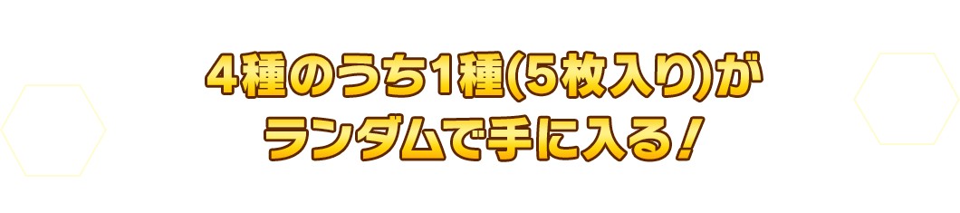 4種のうち1種（5枚入り）ランダムで同梱！